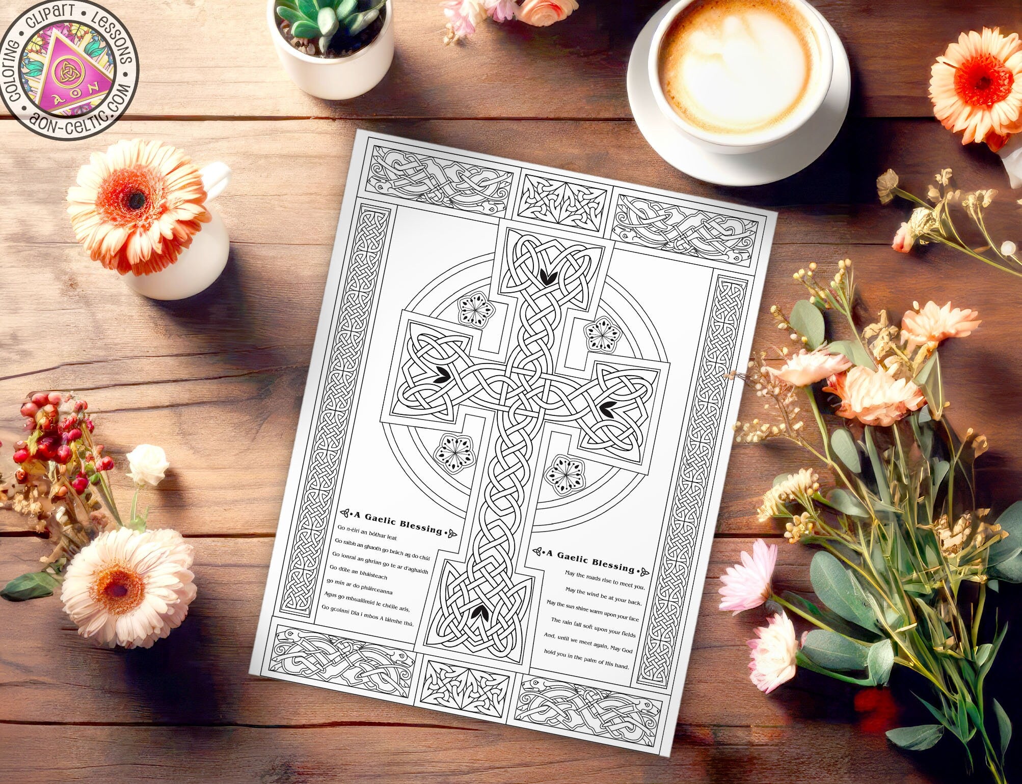 Celtic Coloring Book - Irish Blessing Art With Celtic Cross Design & Knotwork Patterns