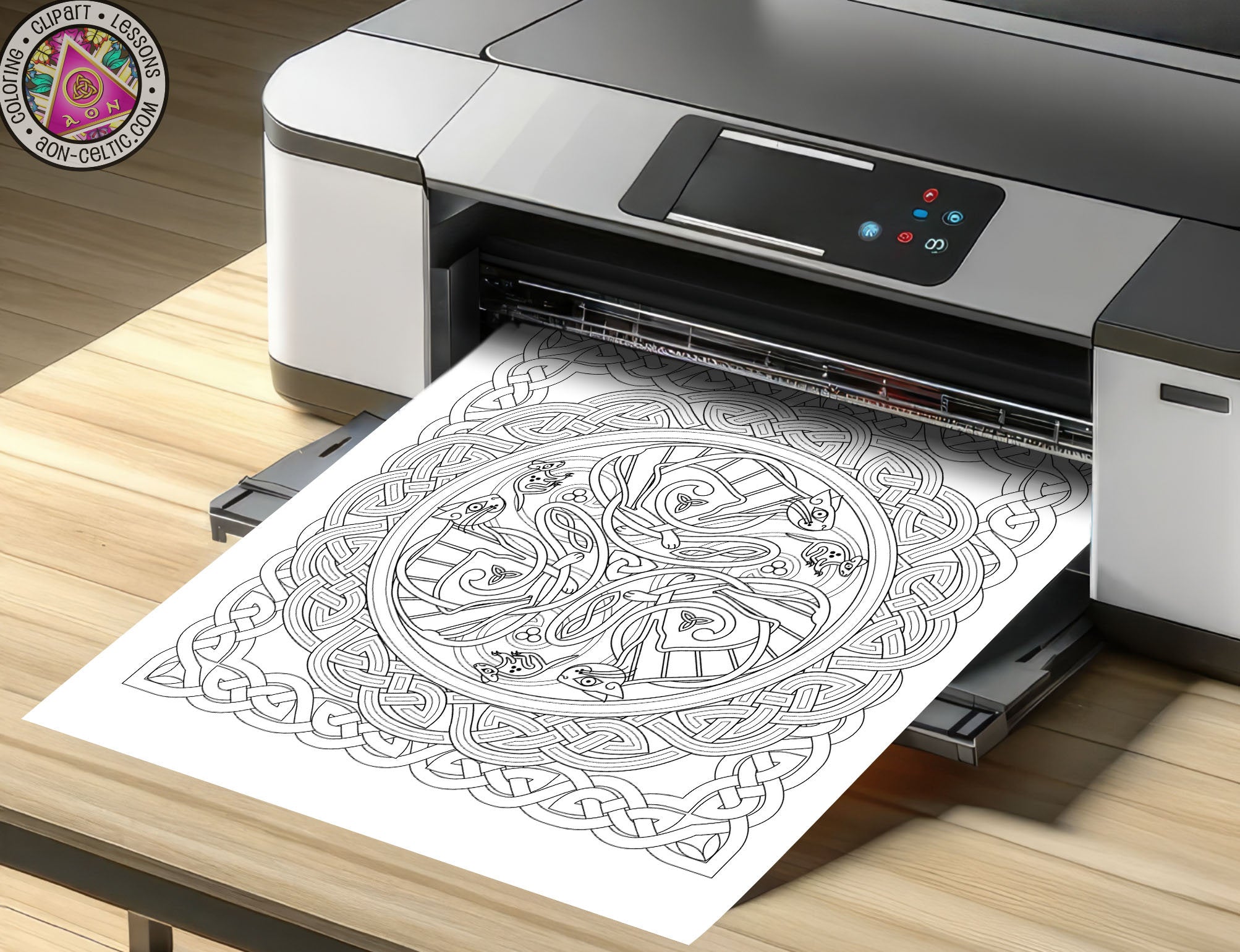 a printer with a picture of an intricate design on it