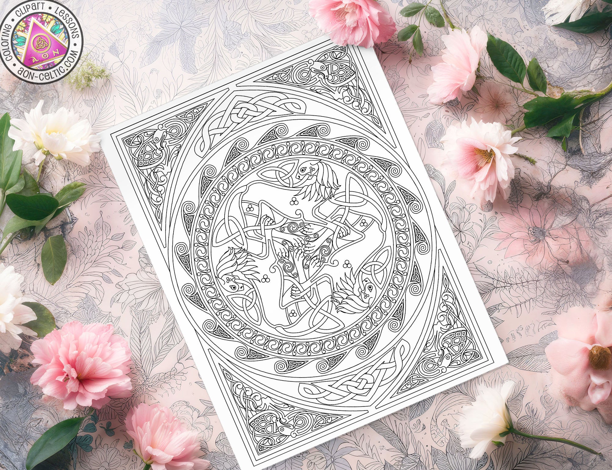 Celtic Coloring Book – Golden Lions of Lugh | St Patrick's Day PDF Art