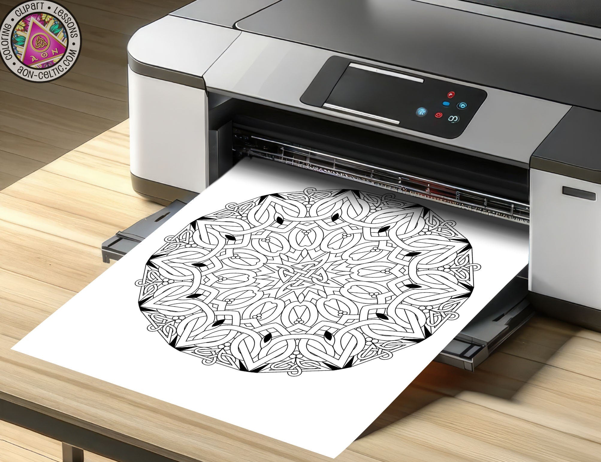 a printer with a picture of a flower on it