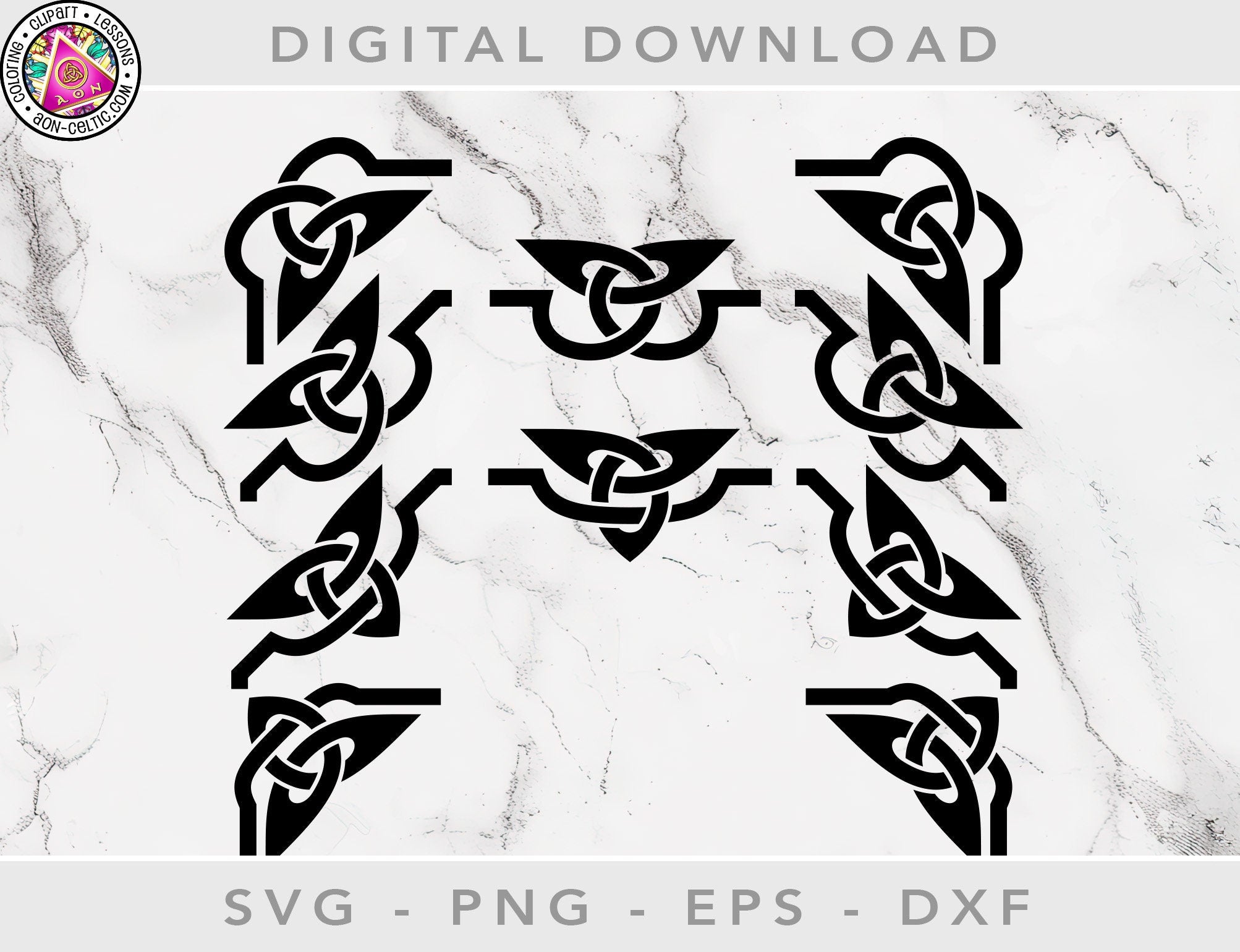 Celtic Vinyl Stencils – 4 Trefoil Corner Frames | SVG Cut Files For Cricut