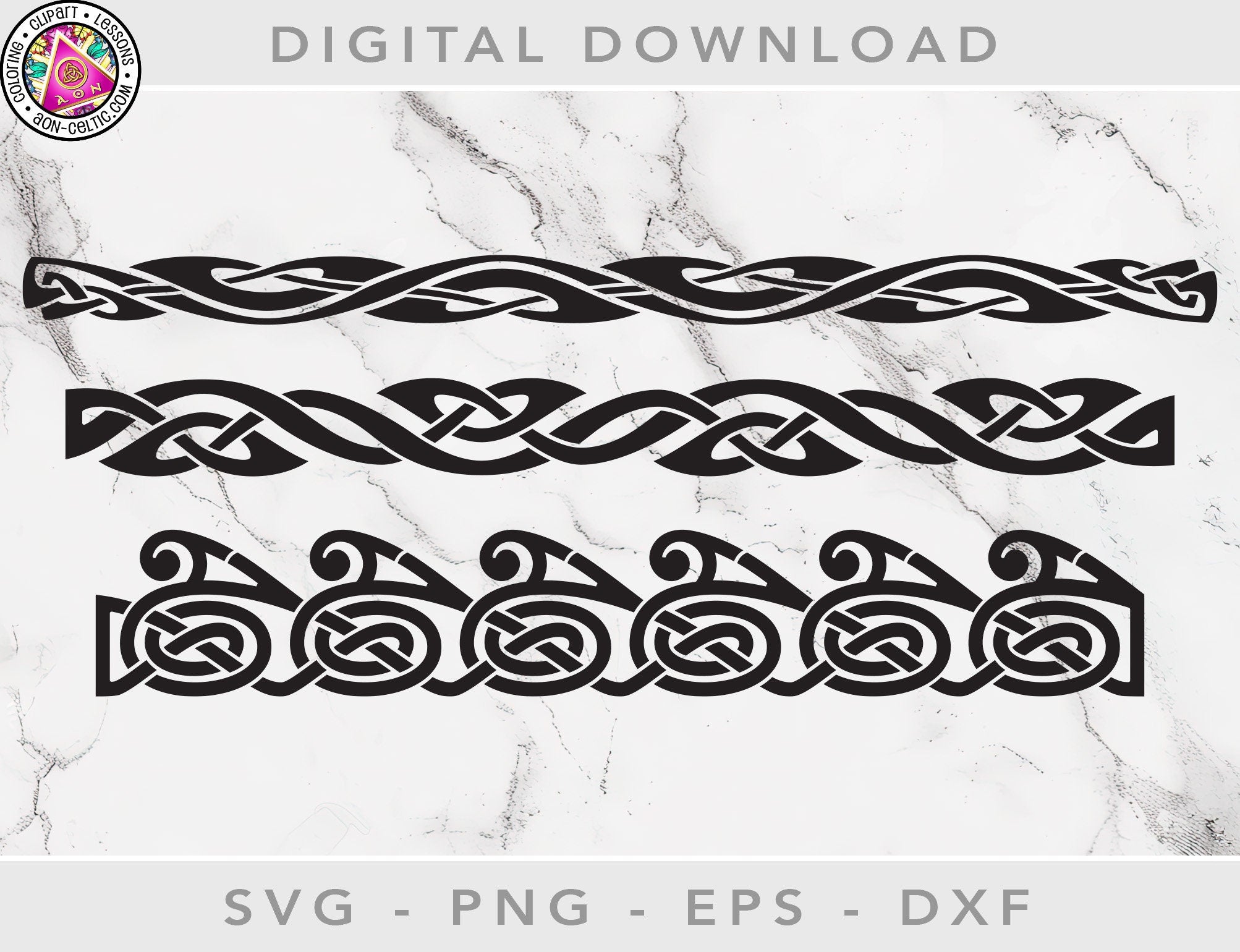 Celtic Vinyl Stencils – 3 Wave Border SVG Cut Files | Irish Knot Clipart
