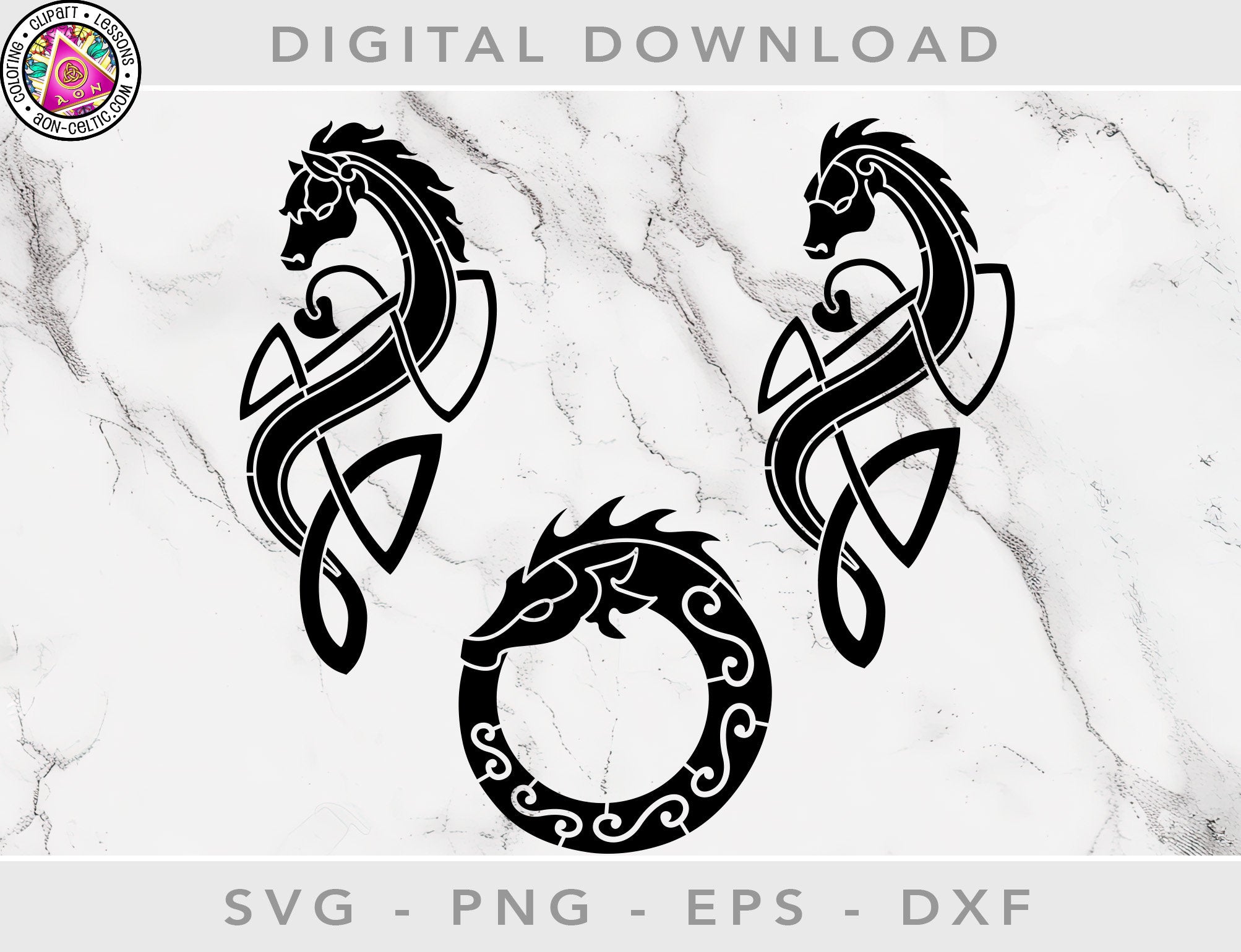 Celtic Dragon Stencil - Norse Vinyl SVG Files | Cricut Cut | Ouroboros Art