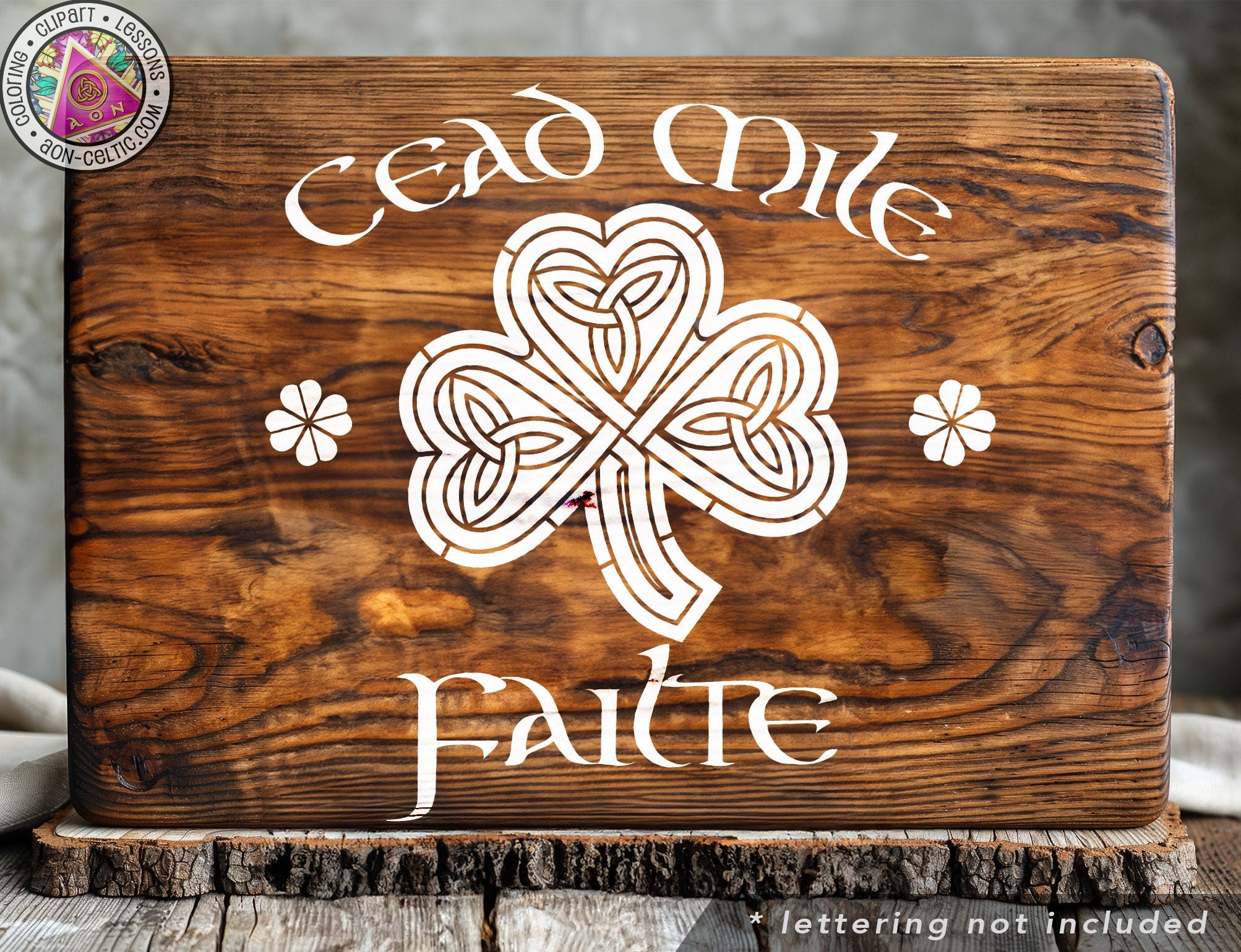 a wooden sign with a four leaf clover on it