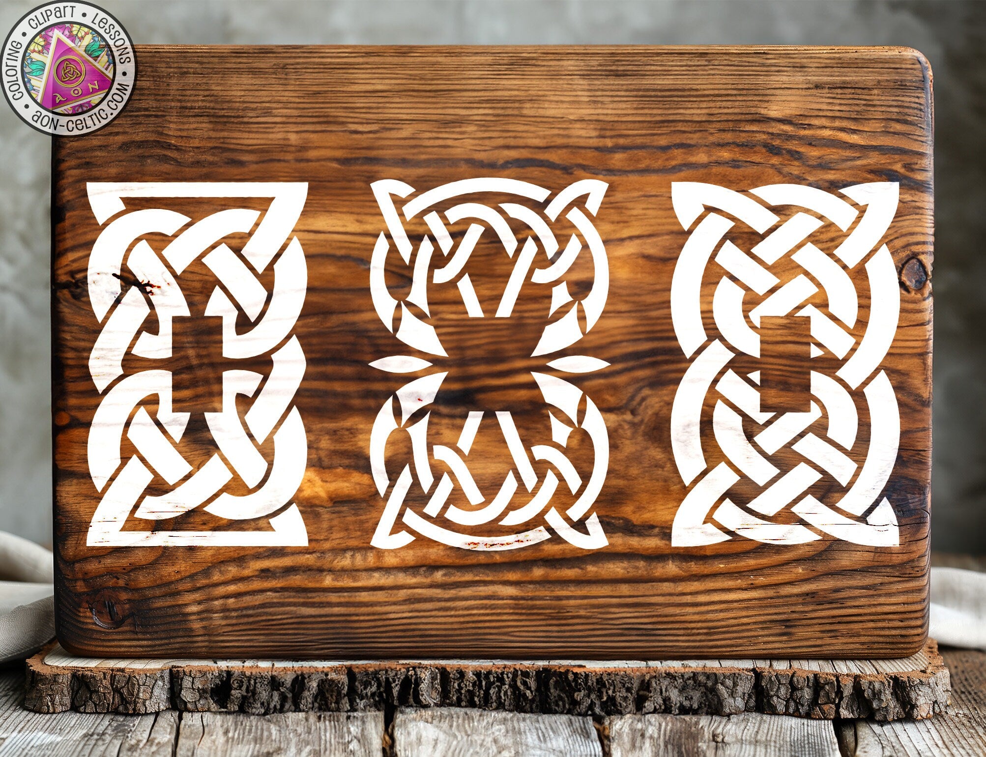 a wooden cutting board with a design on it