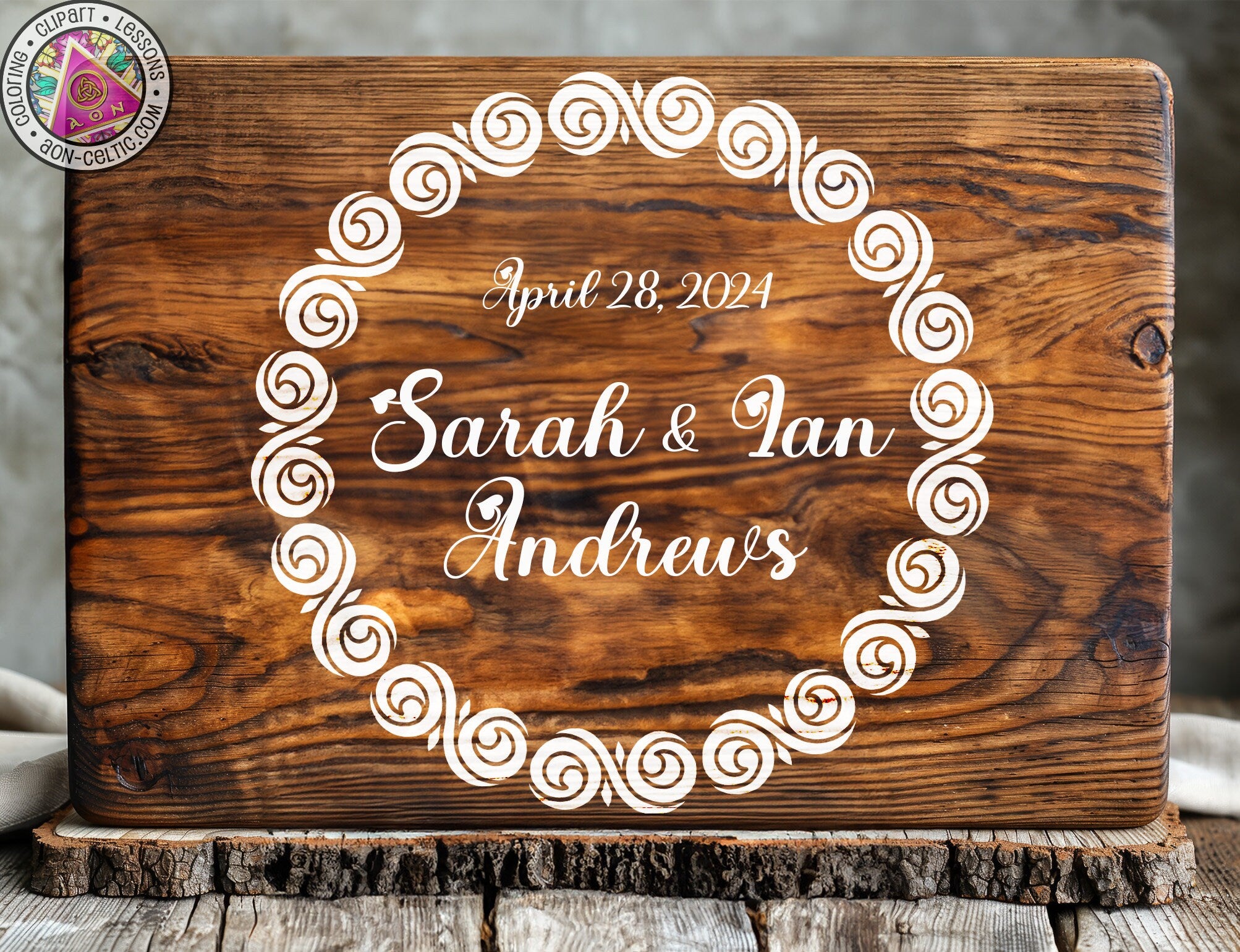 a wooden sign with a wedding date on it