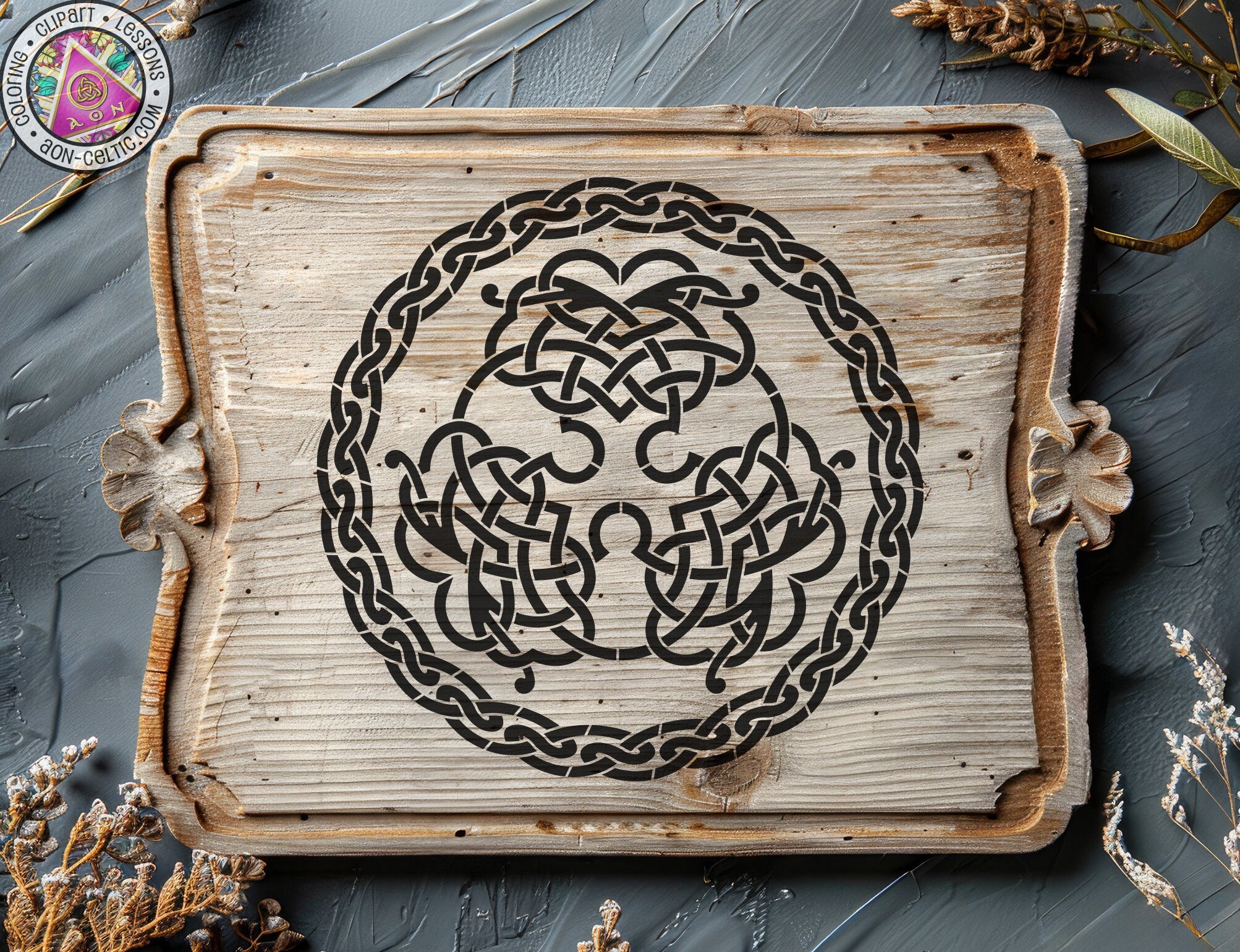 Celtic Vinyl Stencils - Tree of Life Stencil With Knotwork Border for Cricut