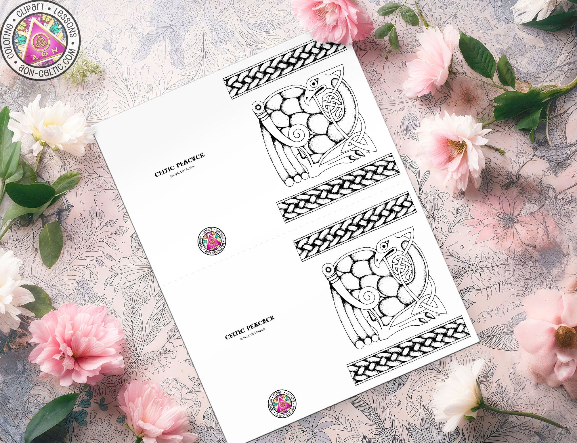 a sheet of paper with some designs on it