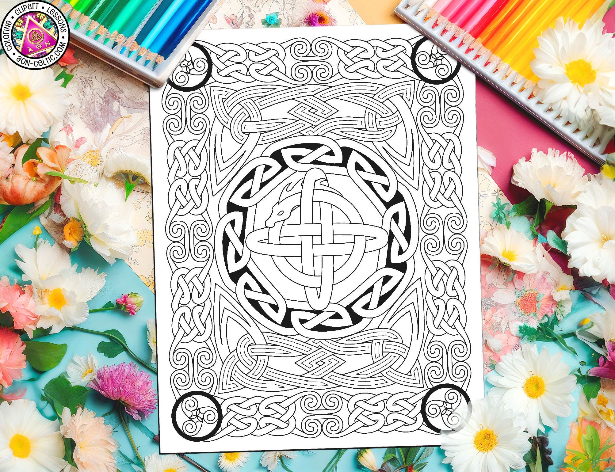 a printer with a picture of a celtic design on it
