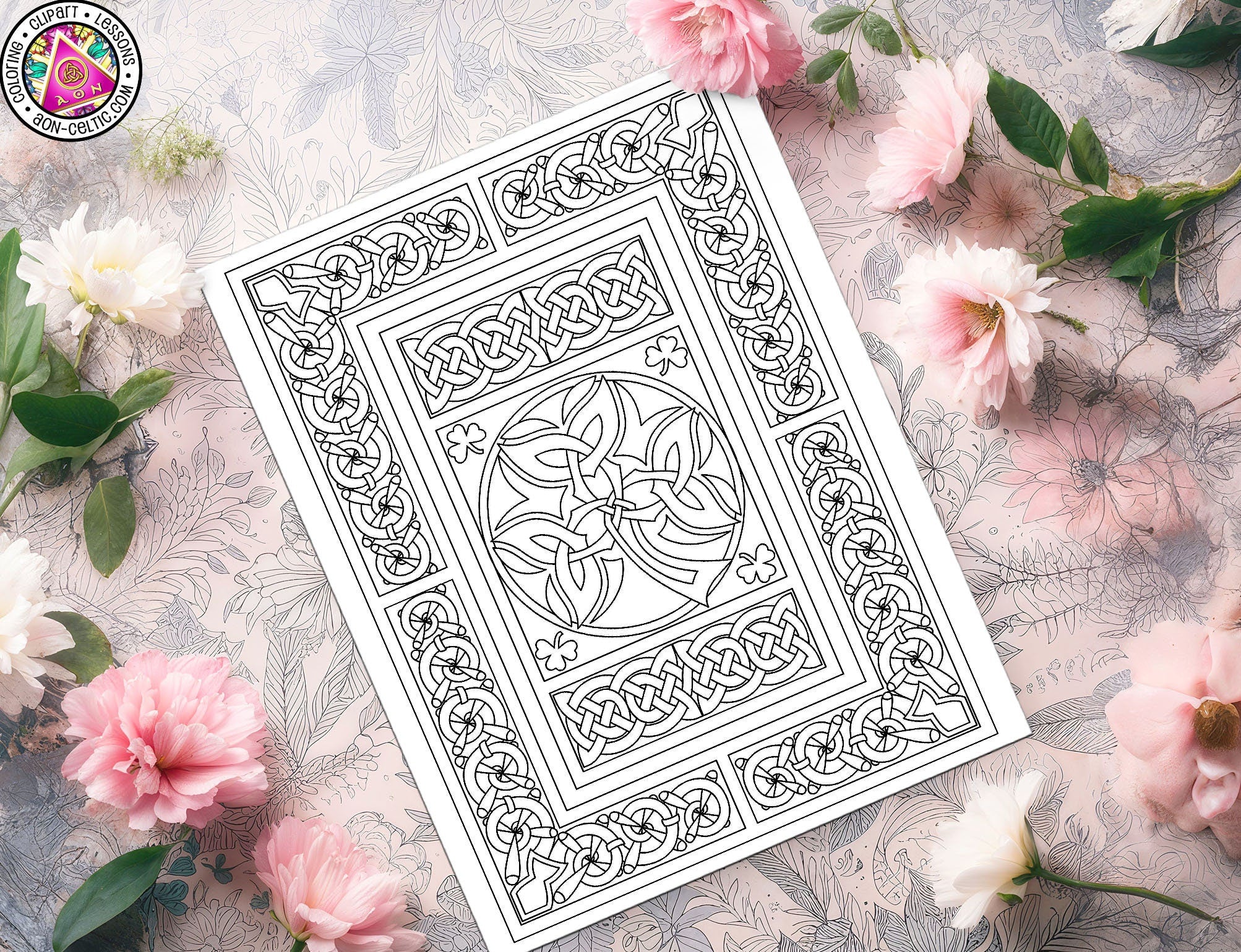 Celtic Shamrock Coloring - Irish Knot Design PDF For St Patrick's Day Art Project