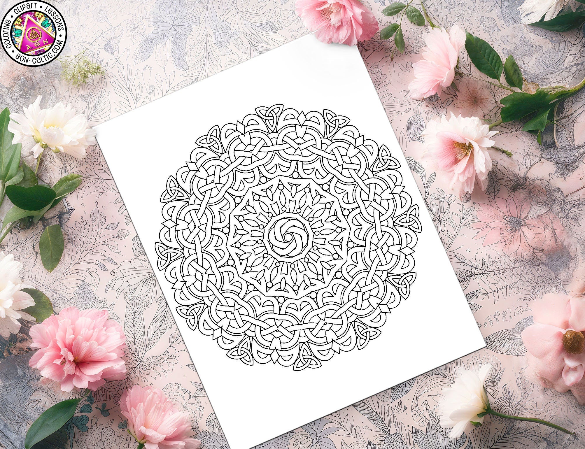 Celtic Mandala Coloring - Intricate Mandala Art PDF for St Patrick's Day Relaxation
