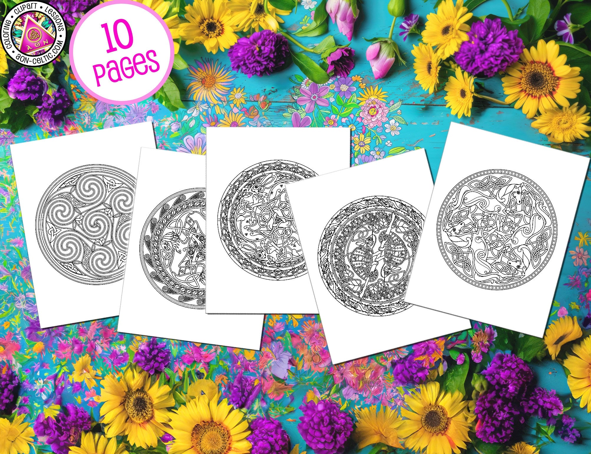 Celtic Mandala Coloring - Printable 10pg Ebook With Intricate Knotwork Art