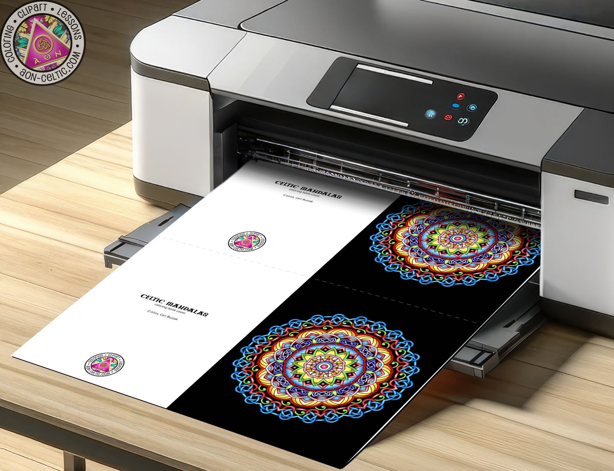 a printer with a picture of a flower on it
