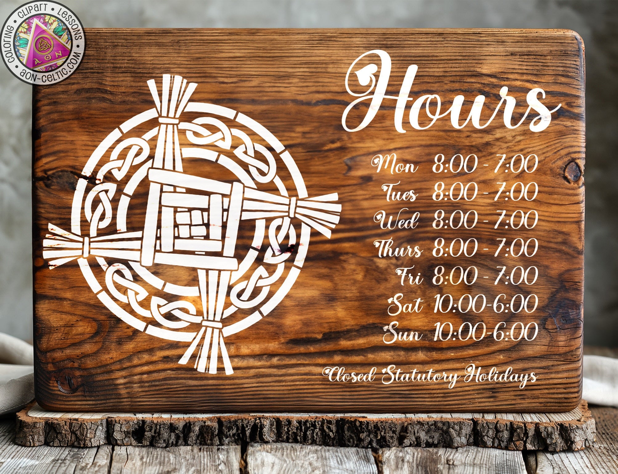 a wooden plaque with a picture of a cross on it