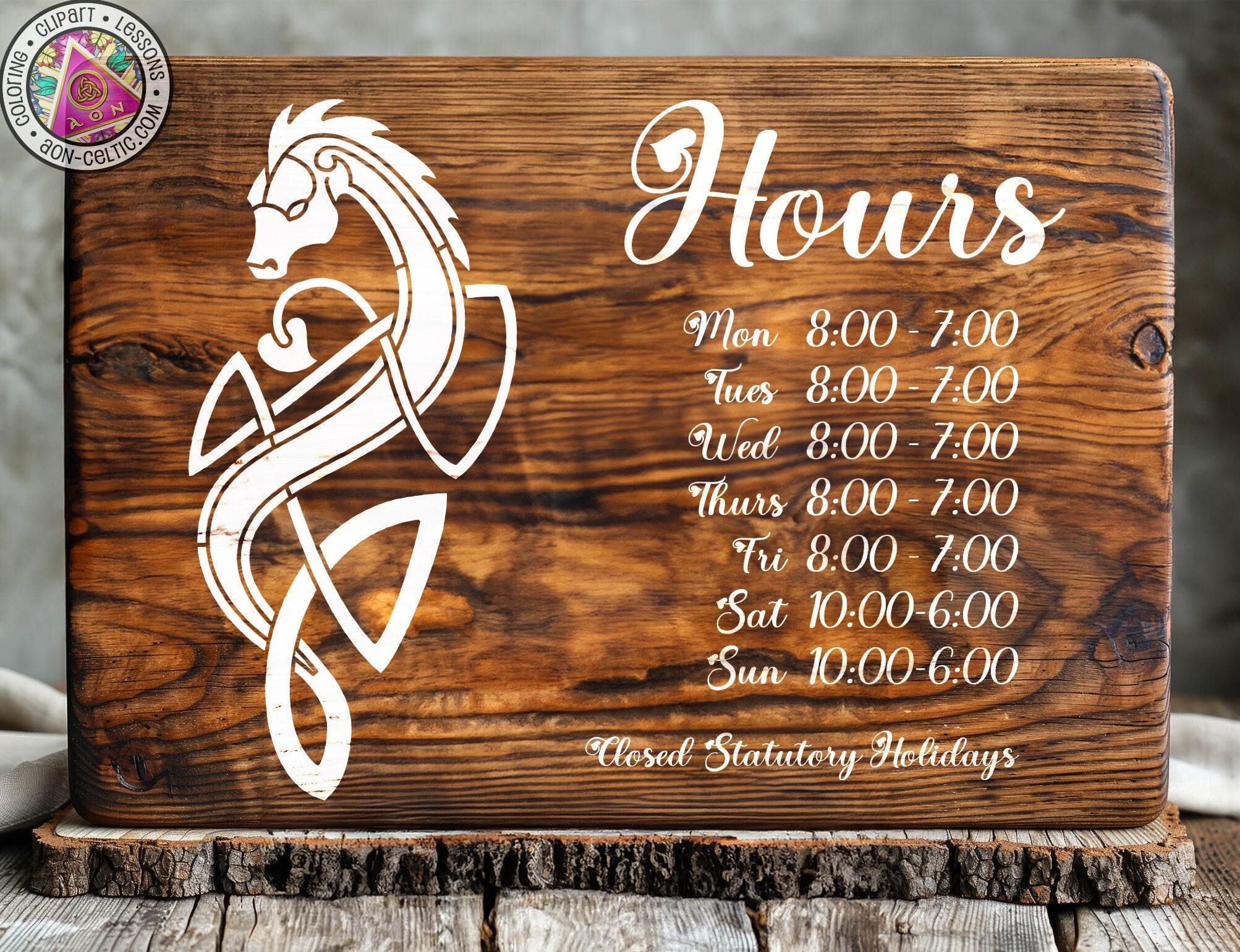 a wooden sign with a picture of a horse on it