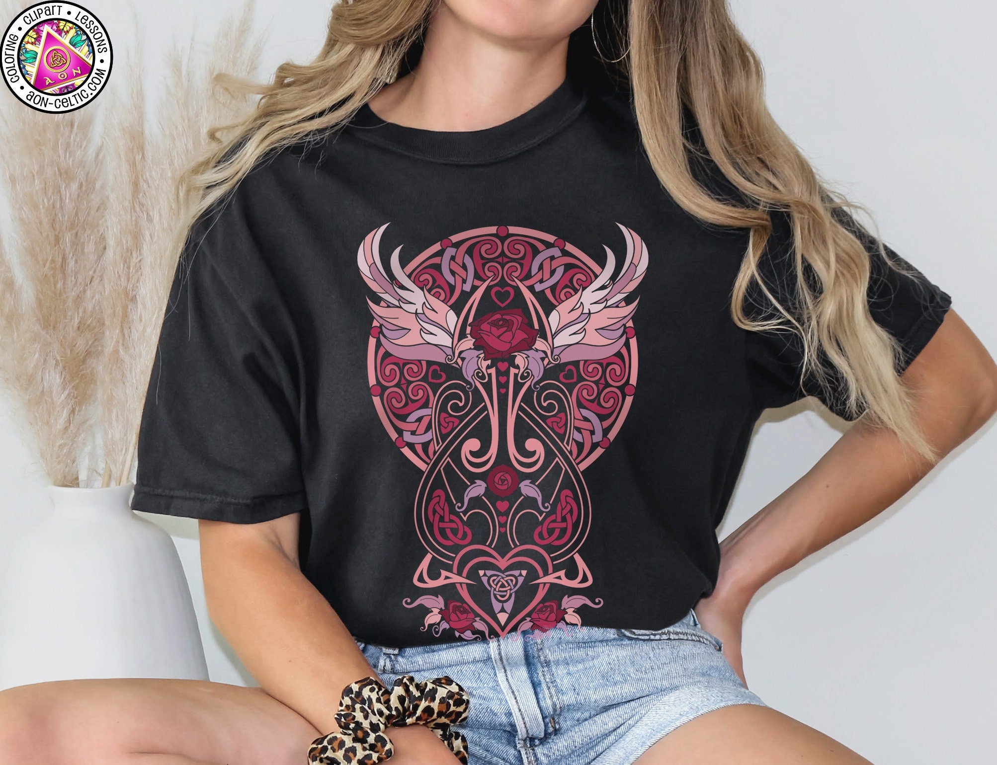 Celtic Women's Shirt - Winged Hearts Design | Irish Pub Crawl Shirt | St Patrick's Day Tee