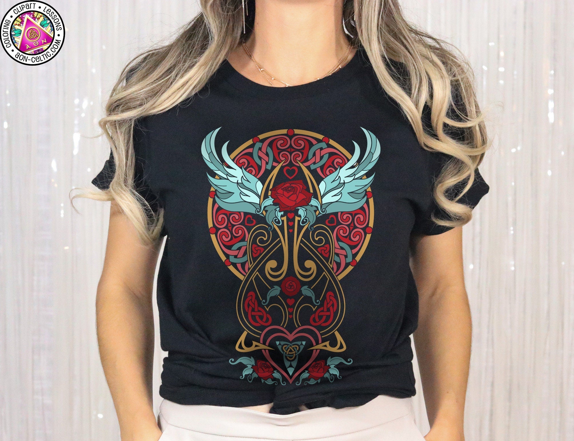Celtic Shirt Women - Soft Bella Canvas Tee With Winged Hearts Design | Irish Pub Crawl Shirt