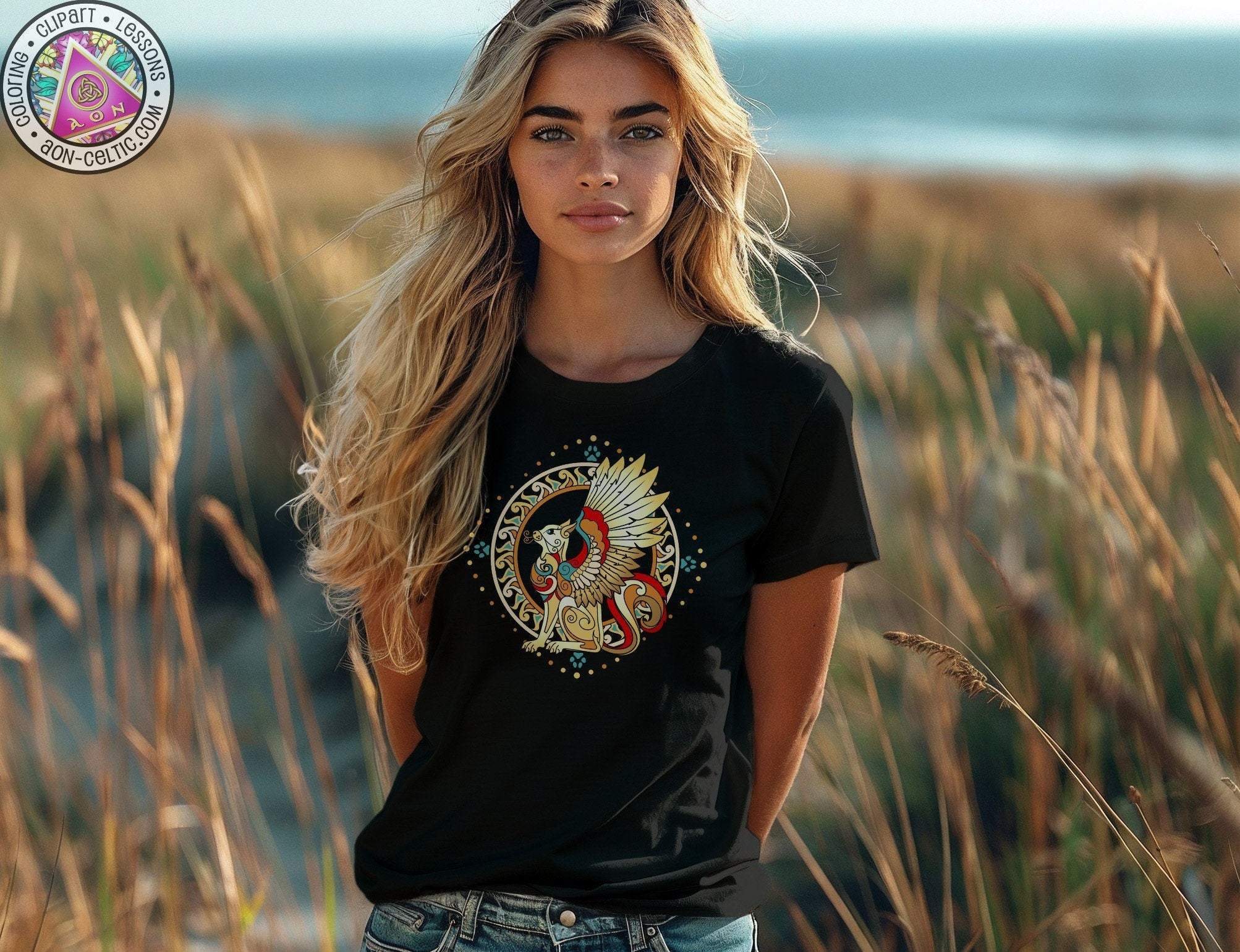 Celtic Cat Shirt – Soft Bella Canvas Tee With Winged Cat Graphic & Celtic Spiral Design