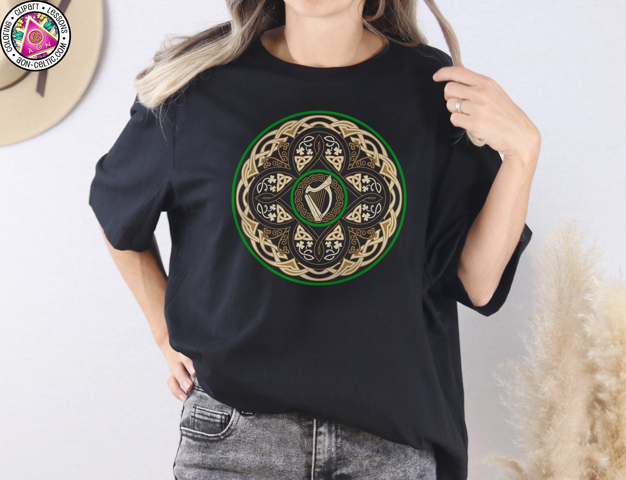 Celtic Harp Shirt - Irish T-Shirt With Celtic Knot Design | St Paddy's Day Apparel