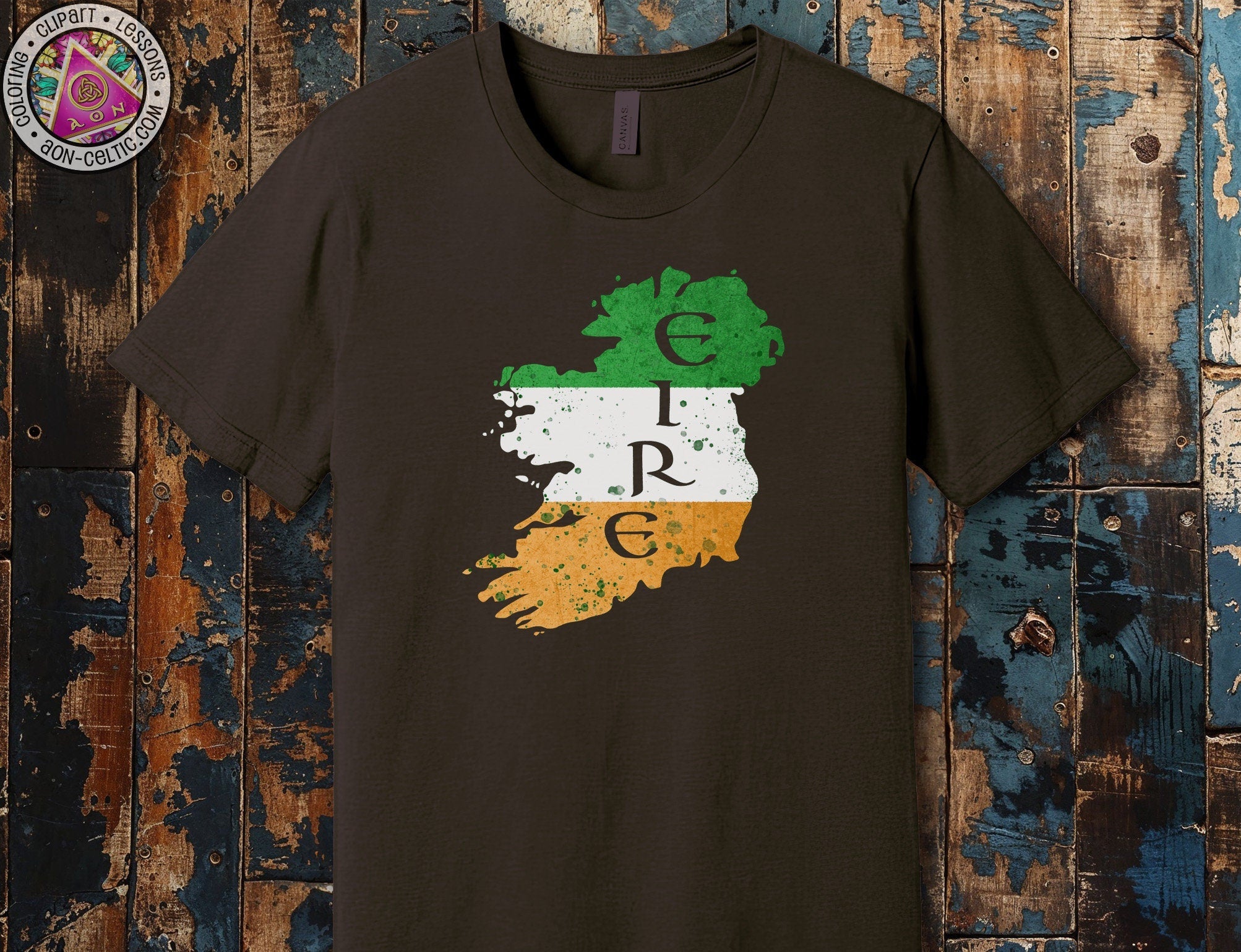 a t - shirt with the irish flag and a map of ireland
