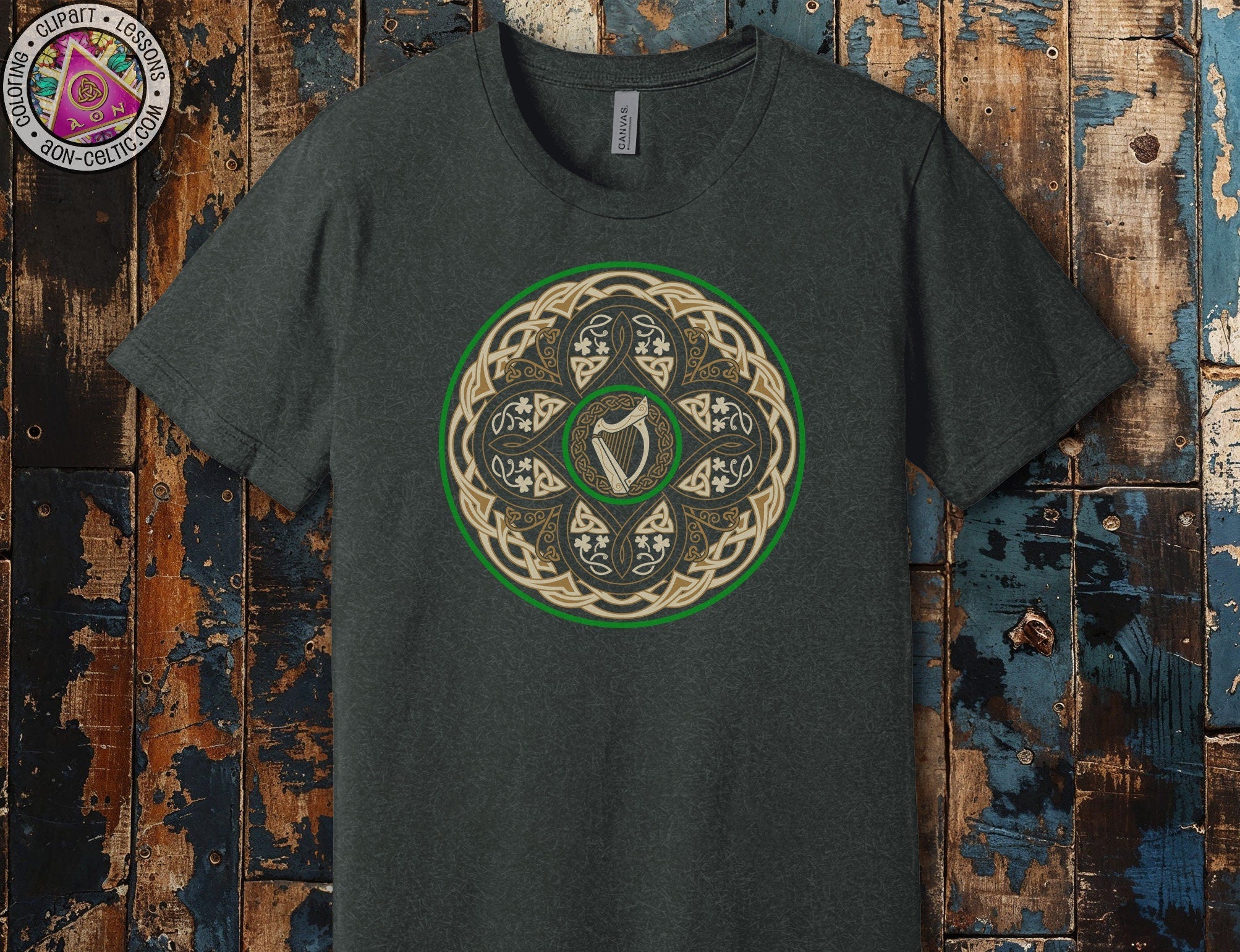 a t - shirt with a celtic design on it
