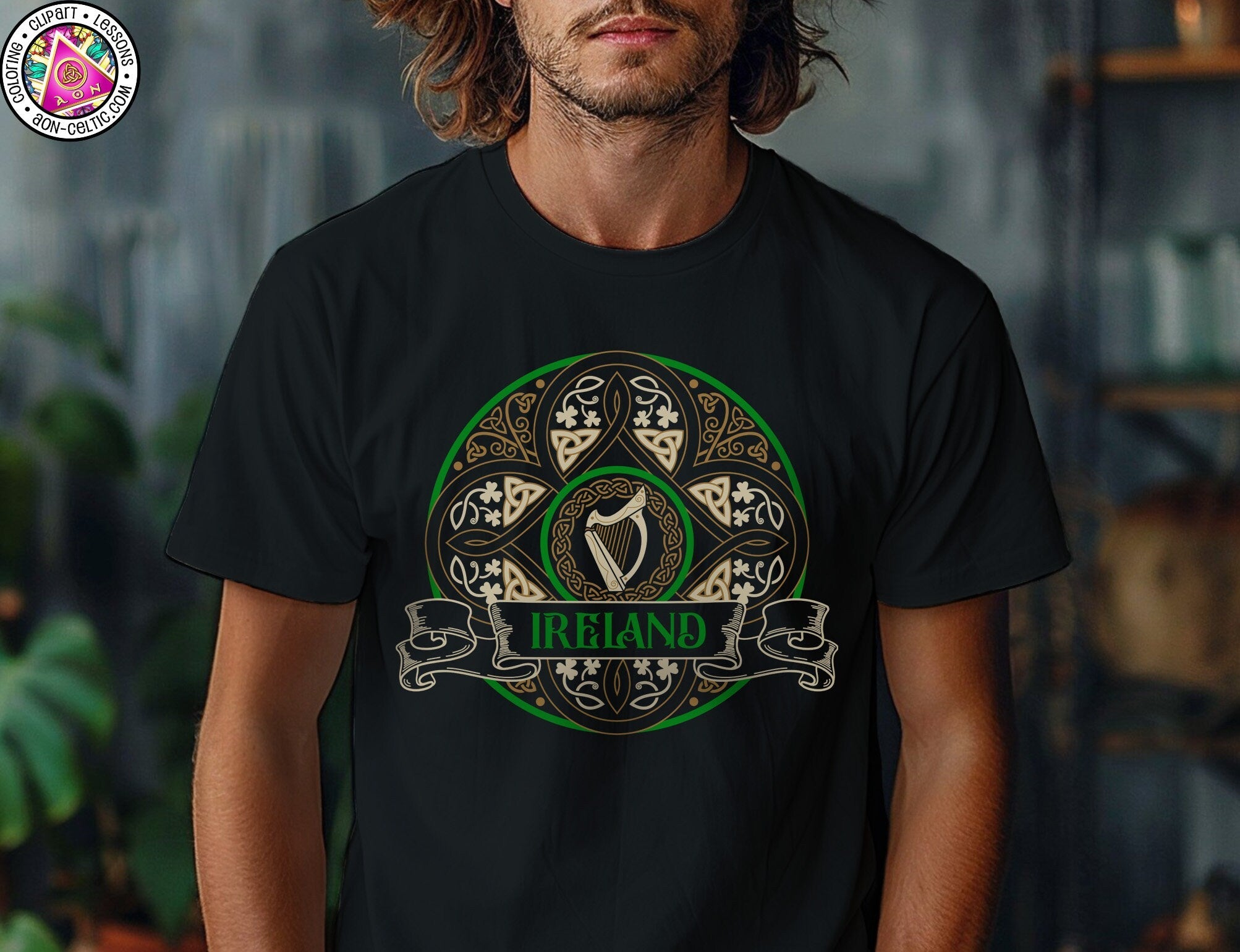 a man with long hair wearing a black shirt