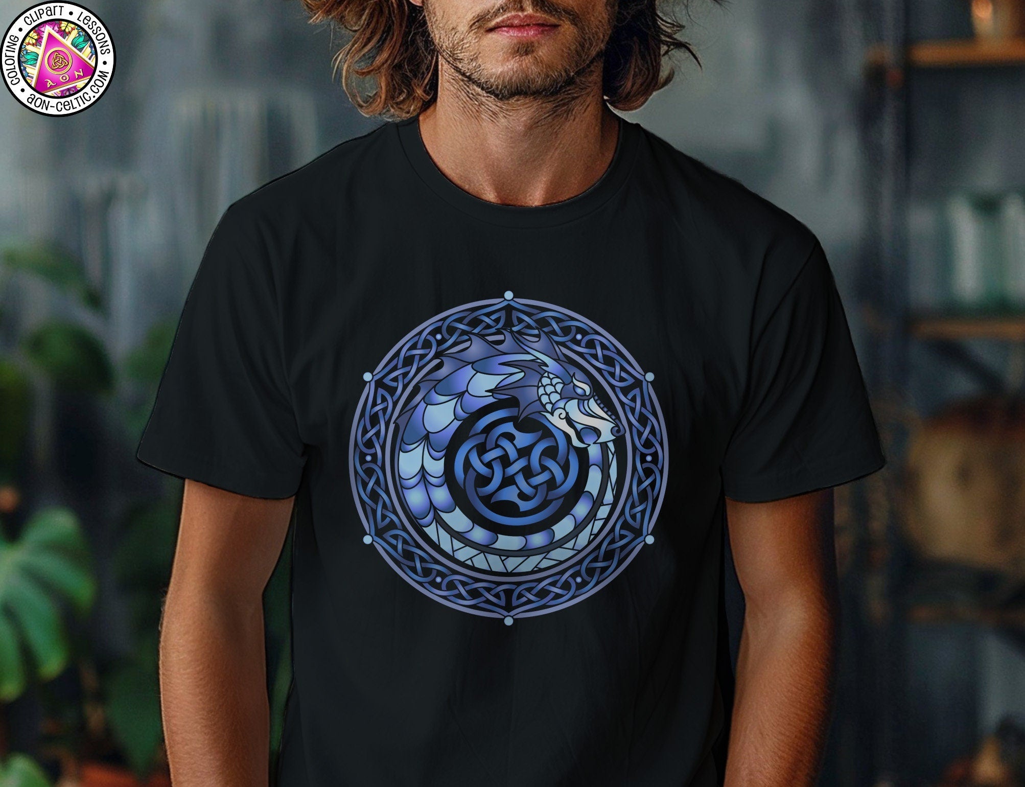 a man with long hair wearing a black shirt