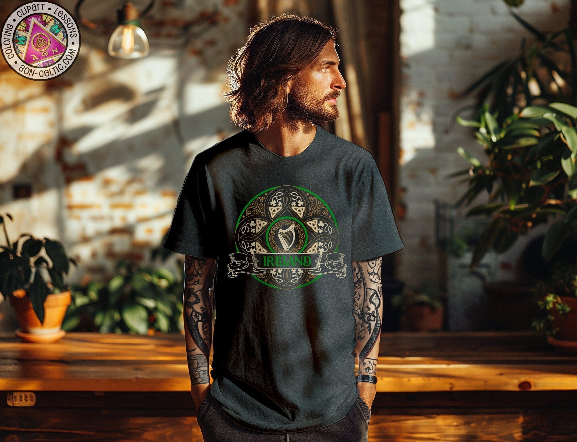 a man with long hair wearing a black shirt