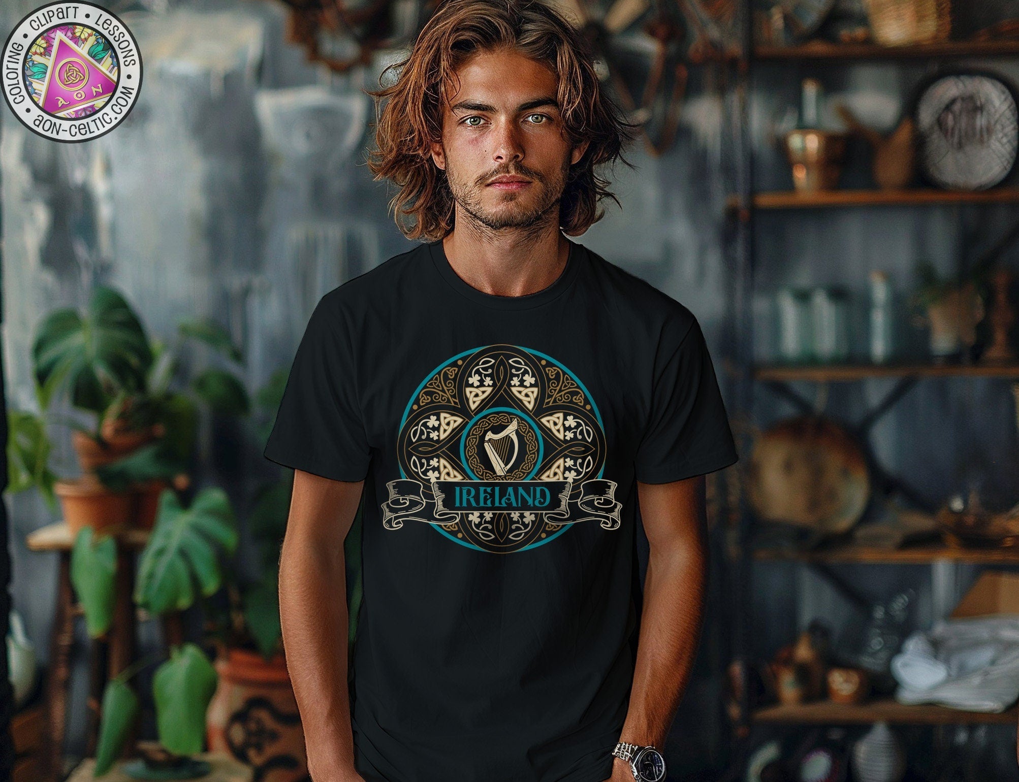 a man with long hair wearing a black shirt