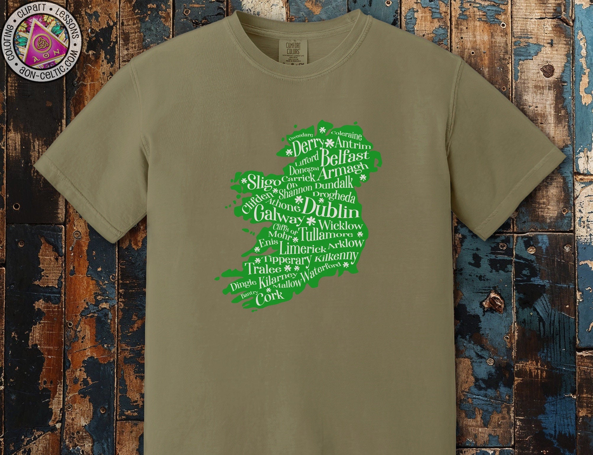 a t - shirt with a map of ireland in green