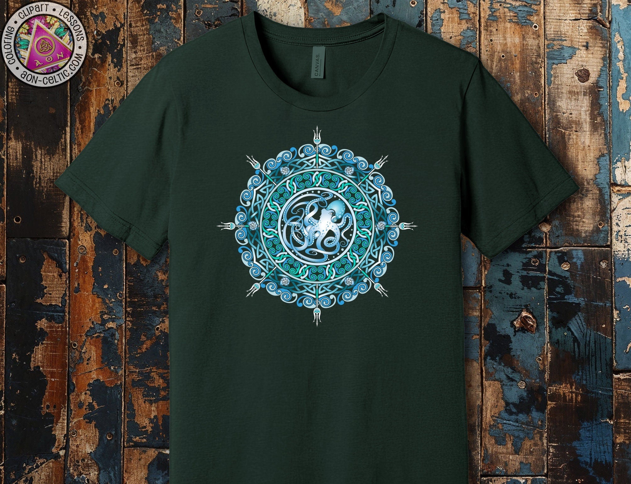 a green t - shirt with a picture of a dog on it