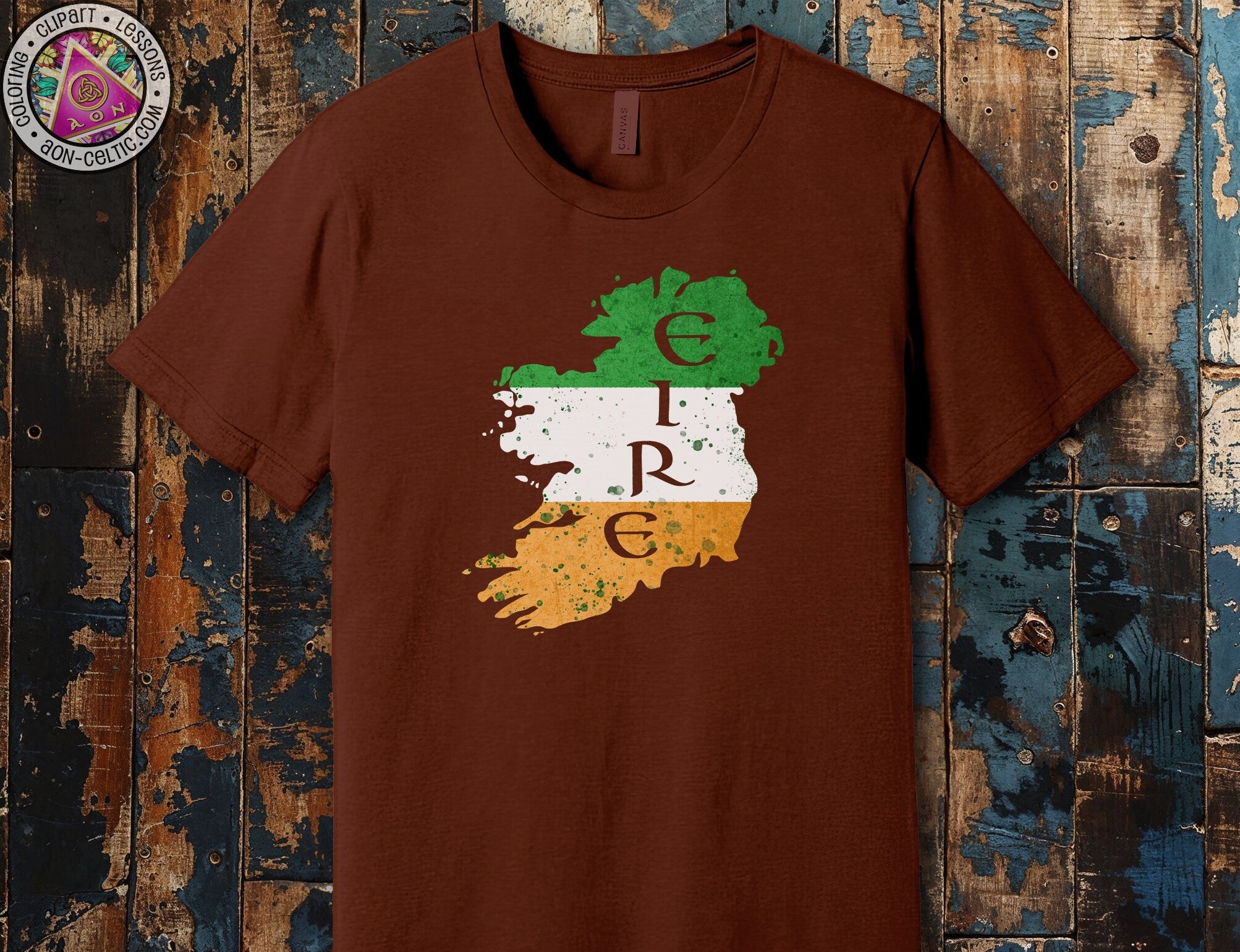 a t - shirt with the irish flag and a map of ireland