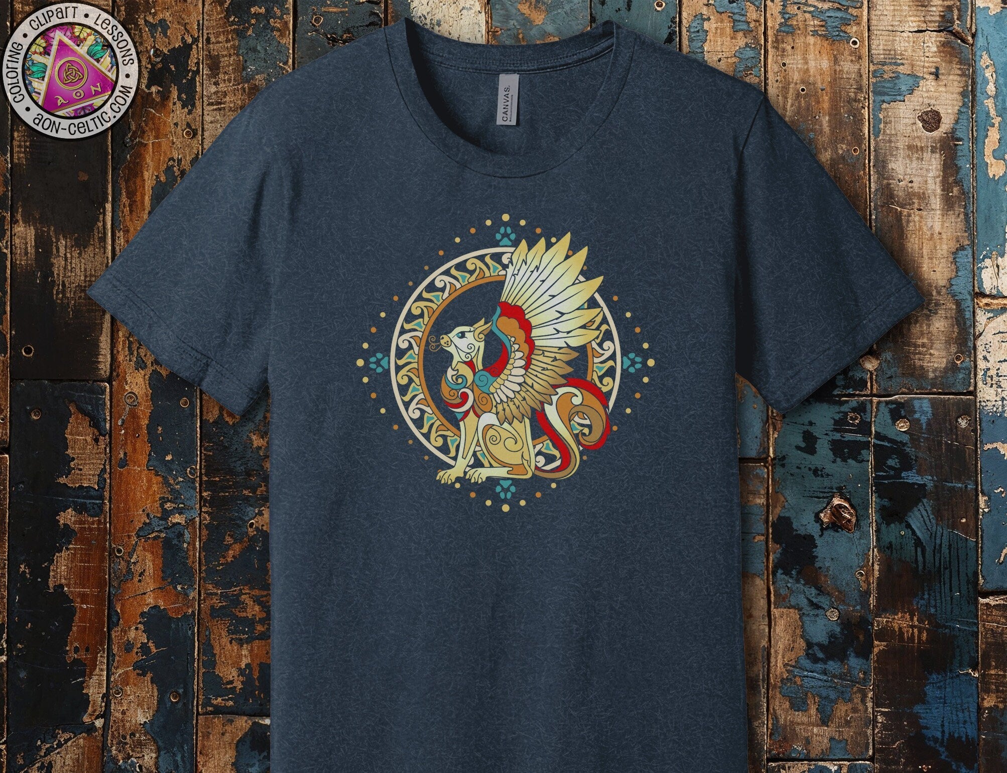 a t - shirt with an image of a winged bird on it