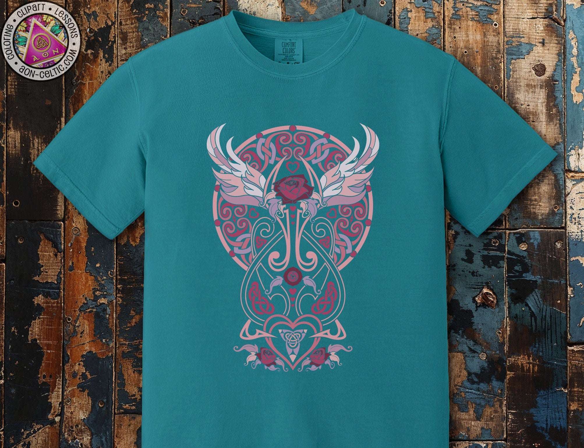 a blue t - shirt with a design of an owl