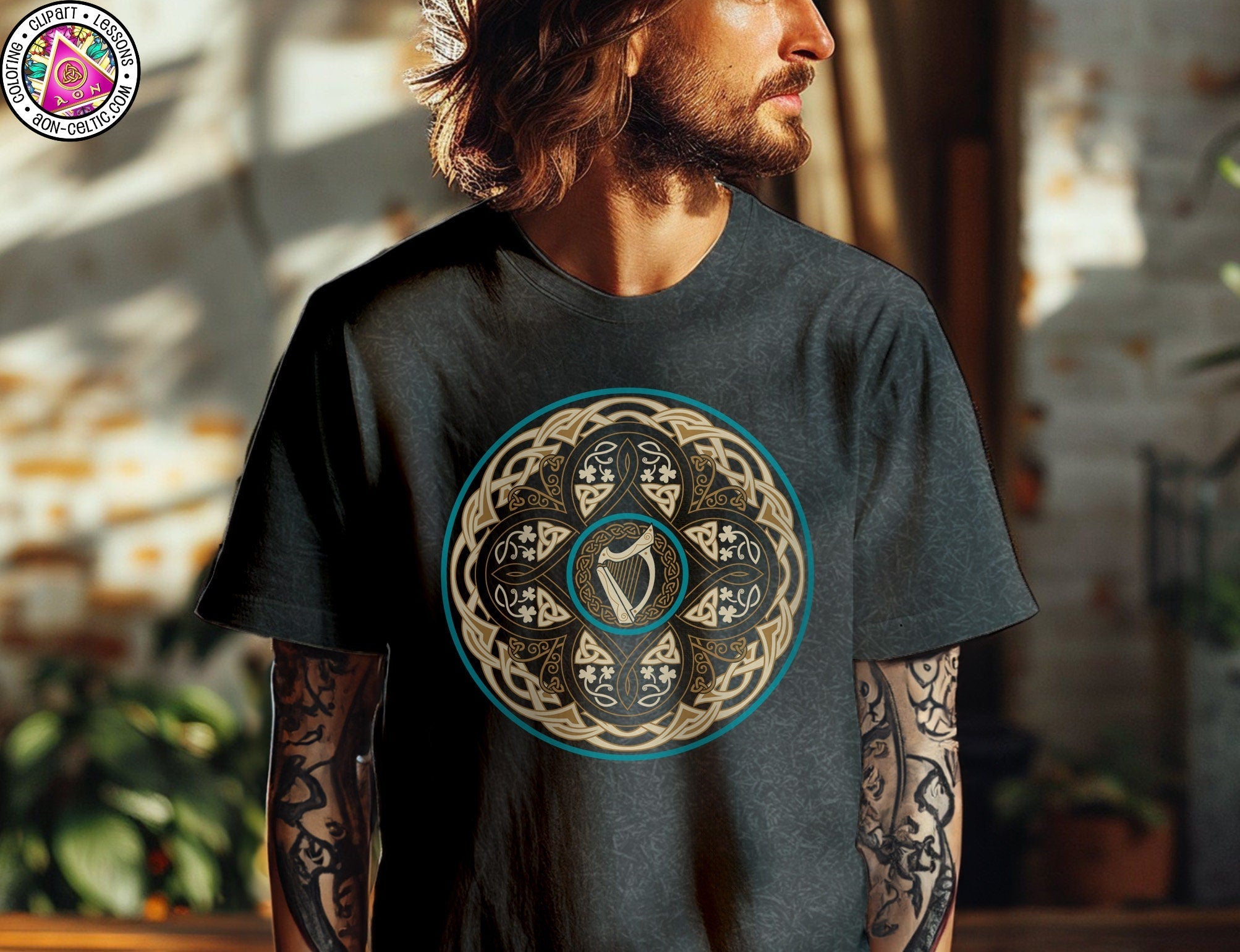 a man with long hair wearing a black shirt