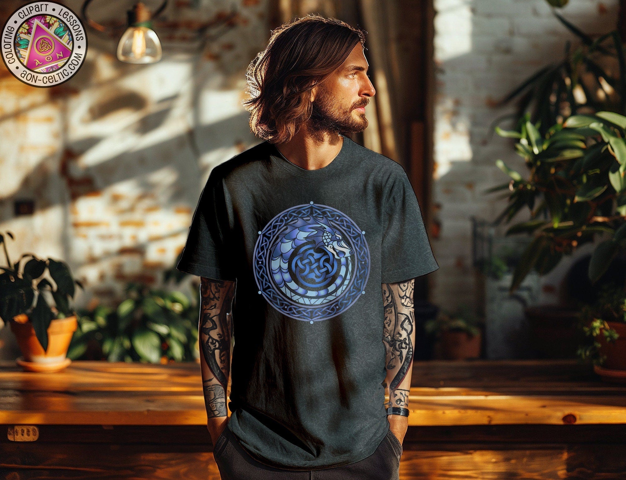 a man with long hair wearing a black shirt