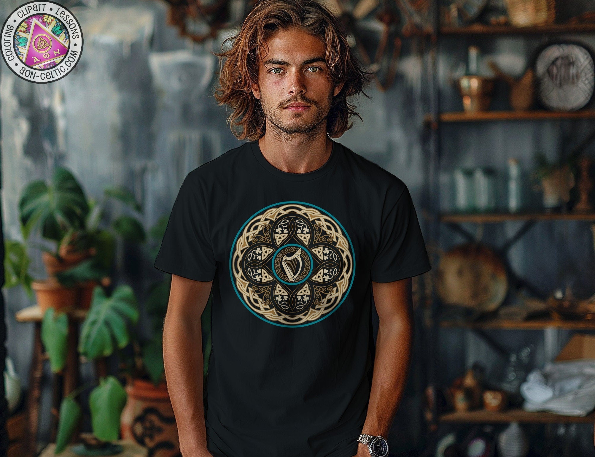 a man with long hair wearing a black shirt