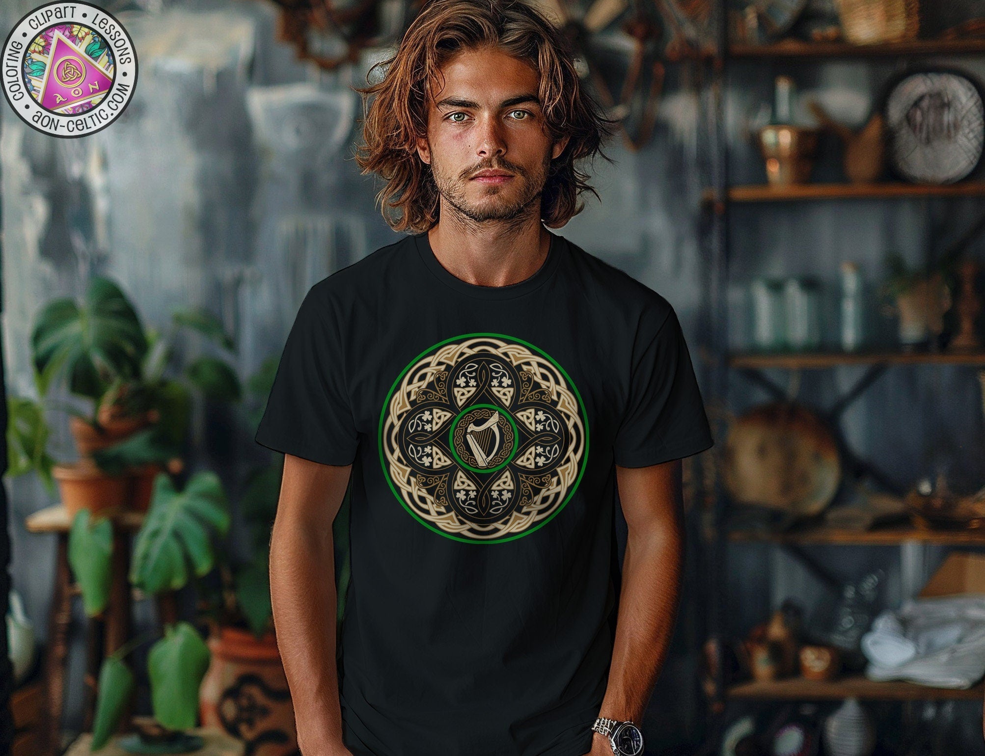 a man with long hair wearing a black shirt