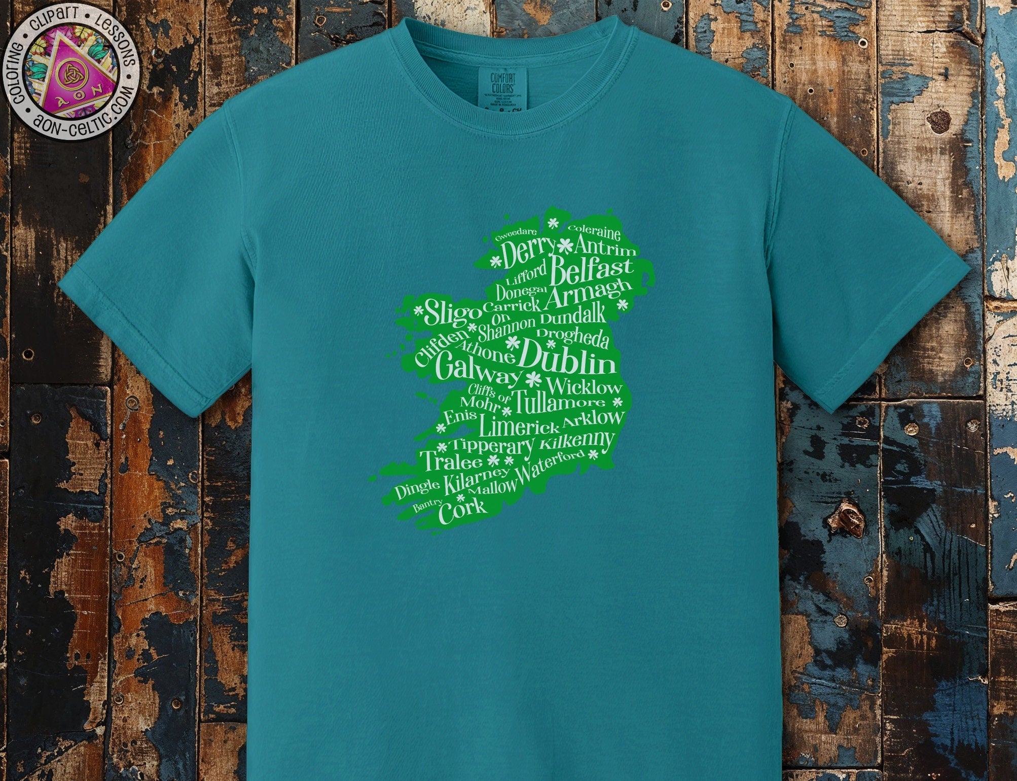 a t - shirt with a map of ireland in green