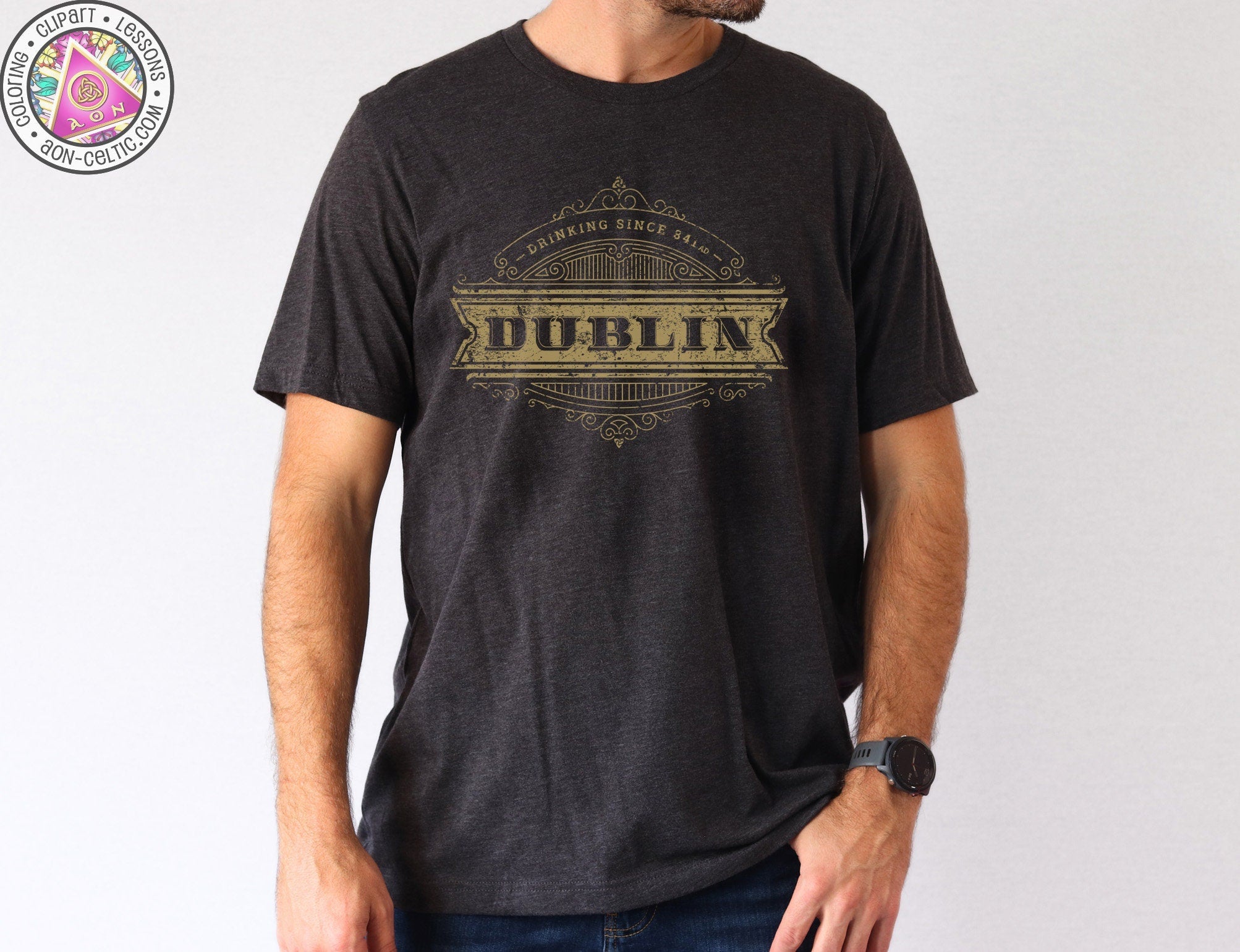 a man wearing a black dublin t - shirt