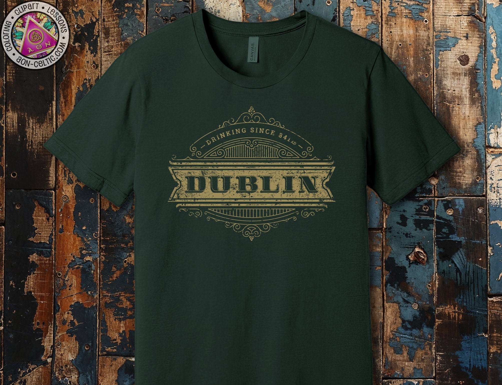 a green t - shirt with the word dublin printed on it
